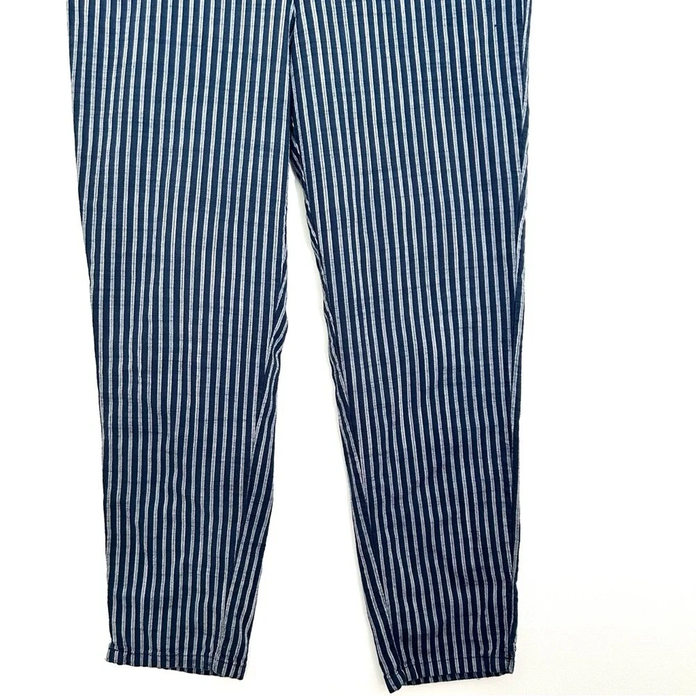 Marine Layer Allison Ankle Pant Stripe Trouser Euro Coastal Blue Size Medium - Picture 4 of 16
